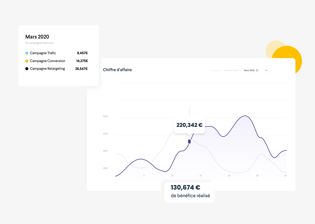 panneau de bord resultat strategie social media ads