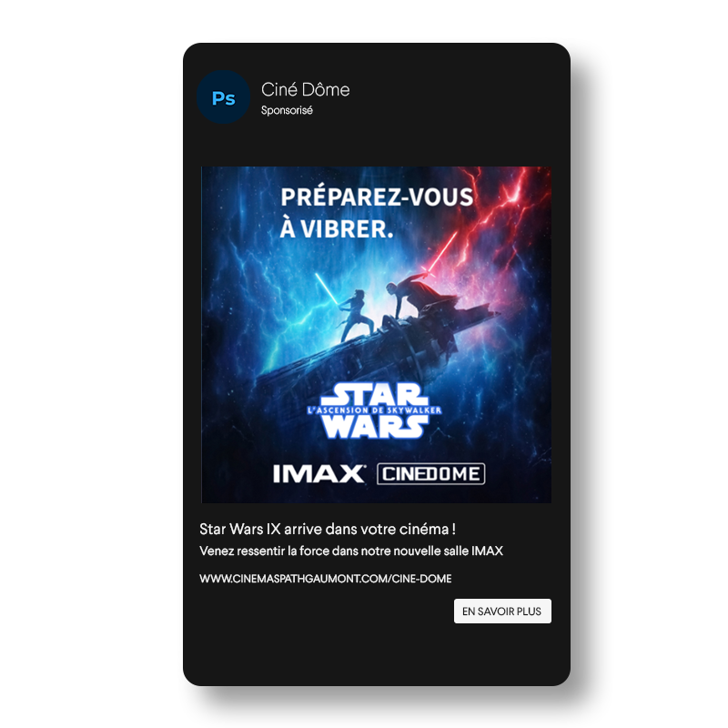 publication facebook sponsorisee pour star wars au cinema gaumont pathe