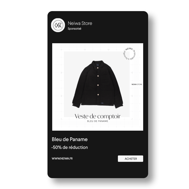 publication social media ads pour l’acquisiton de neiwa sur les reseaux sociaux