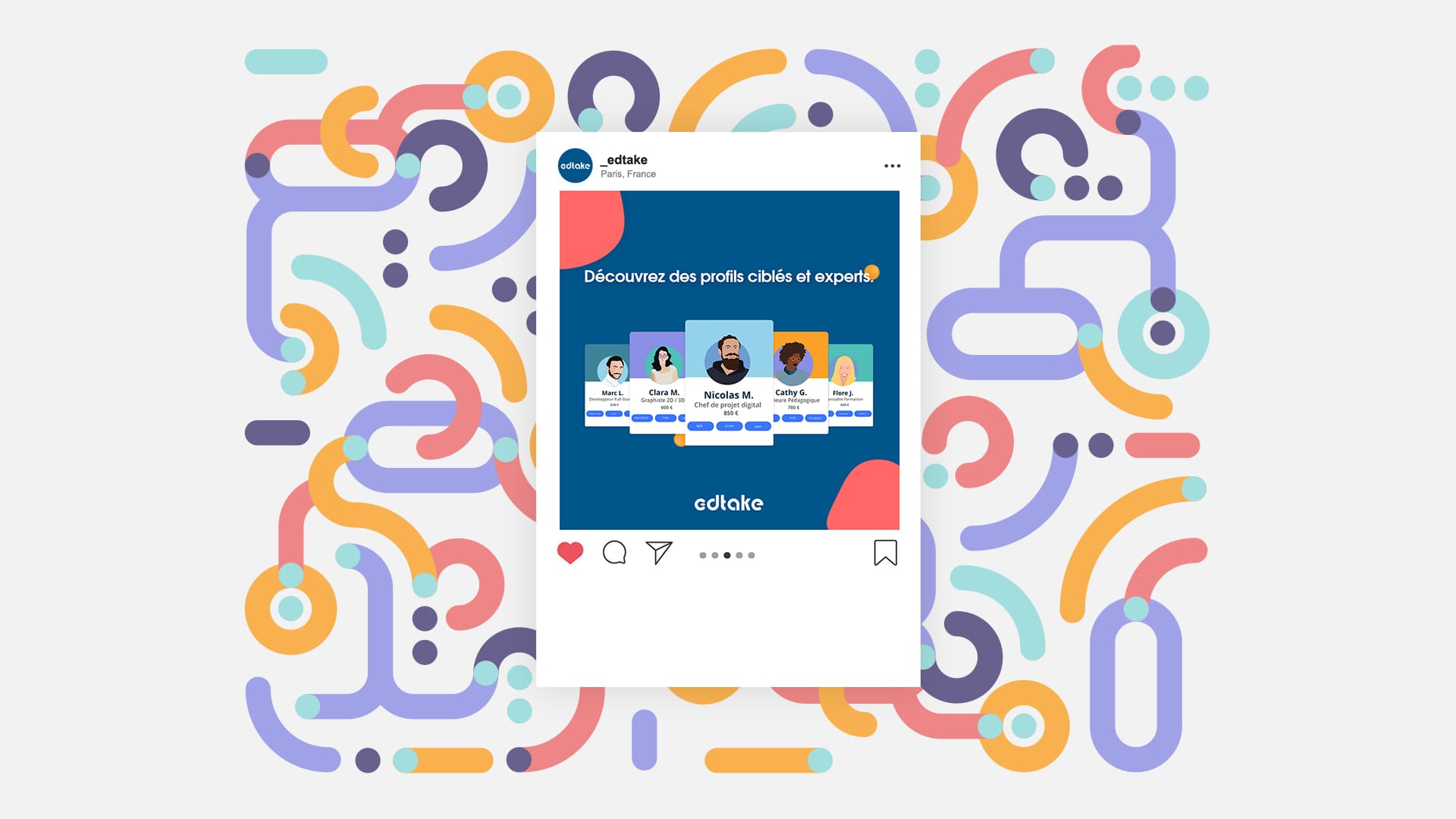 publication instagram d’edtake par notre agence social media