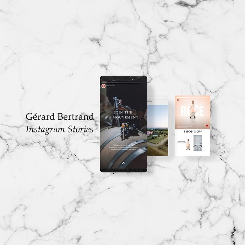 stories instagram realisee par youneat pour le community management de gerard bertrand